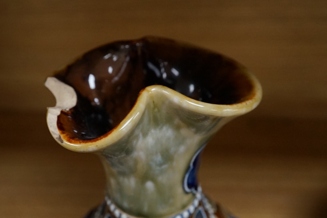 Mark V. Marshall, a Doulton Lambeth bowl, together with a Frank Butler jug, lacking handle, largest 25cm high